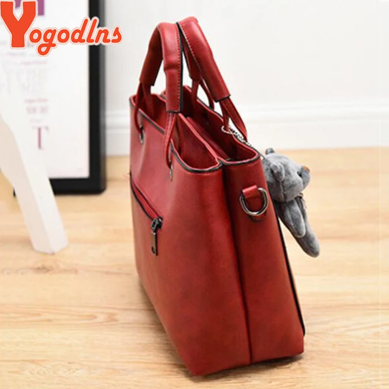 Yogodlns متوسط كبير قدرة السيدات اليد سستة الدب حزام موضوع التسوق مكتب المرأة crossbody حقيبة كتف حقائب