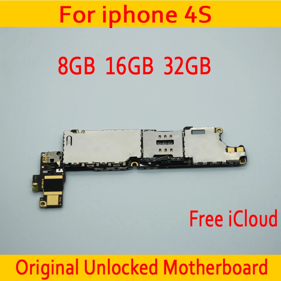 

with IOS System for iphone 4S Motherboard with Clean iCloud,Original unlocked for iphone 4S Mainboard + Full Chips