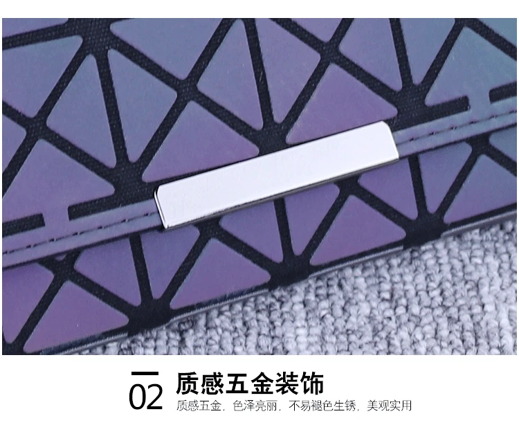 ZYJ Luminous Women Geometry Quilted Plaid Long Wallets 3 Folds Laser Dazzle Colour Girls Zipper Sequins Clutch Wallet Purse Bag (9)