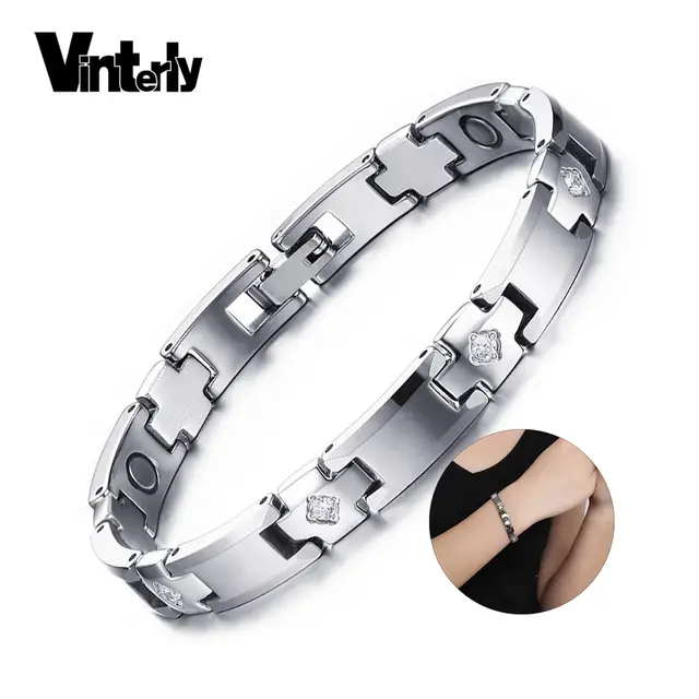 Vinterly Tungsten Bracelet Women Crystal Health Energy Germanium Vinterly Tungsten Bracelet Women