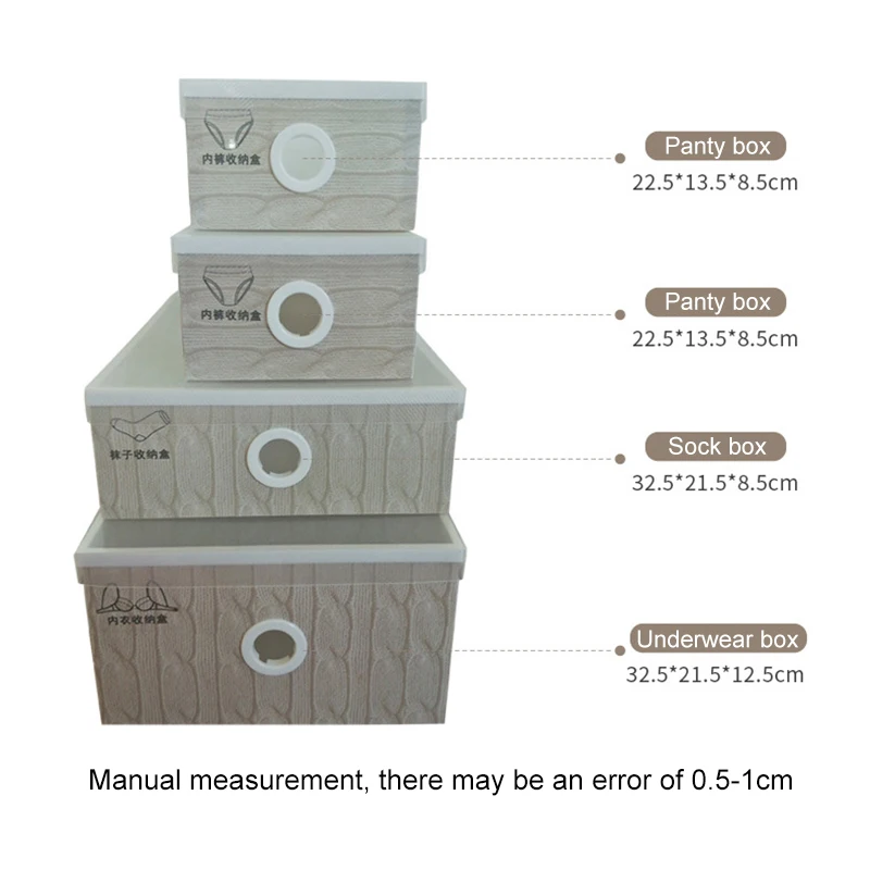 3 размера нижнее белье бюстгальтер носки трусы коробка для хранения Органайзер с крышкой пластиковый шкаф одежда коробки контейнер для галстуков шарфы