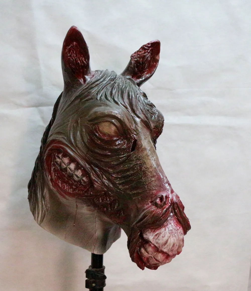 

2018 Realistic Vivid High Sales Injured Bloody Horse Mask With Halloween Party Decoration