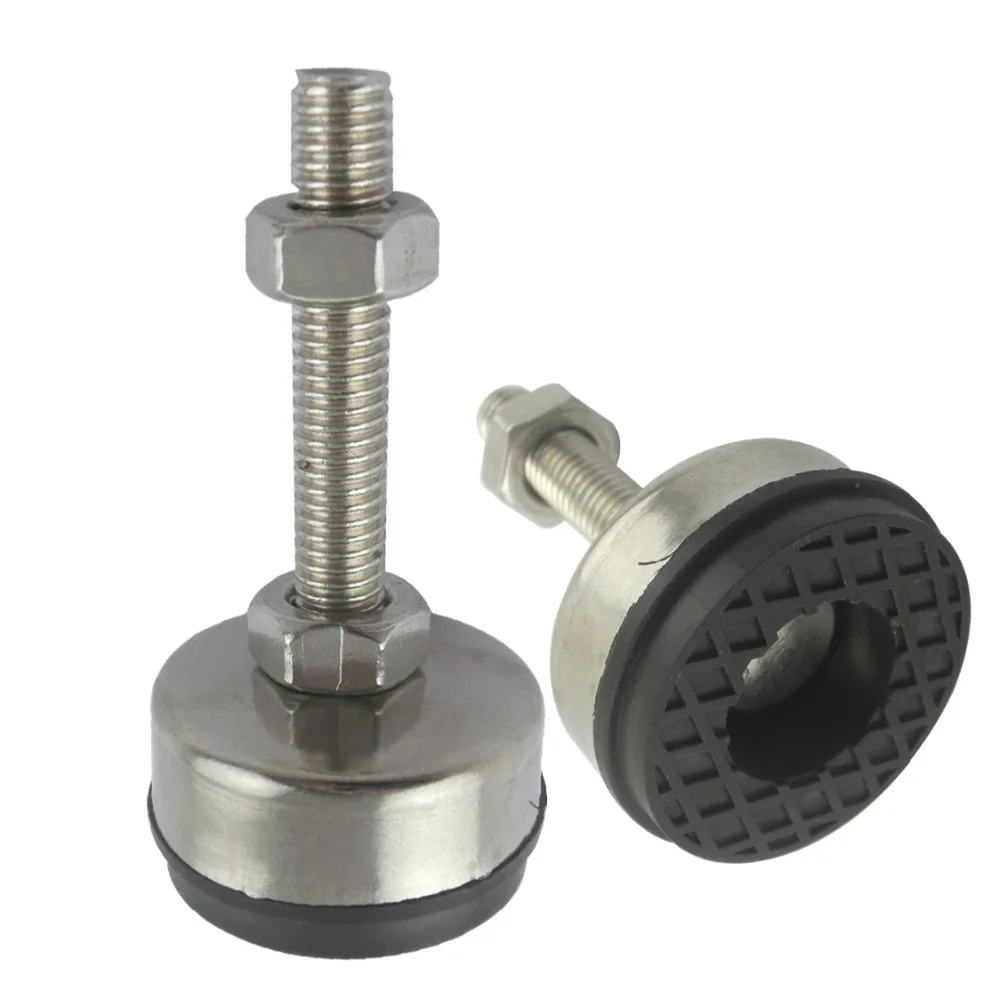 

2pcs M12x120mm Adjustable Foot Cups 65mm Diameter 304Stainless Non-skid Base M12 Thread 120mm Length Articulated Leveling Foot