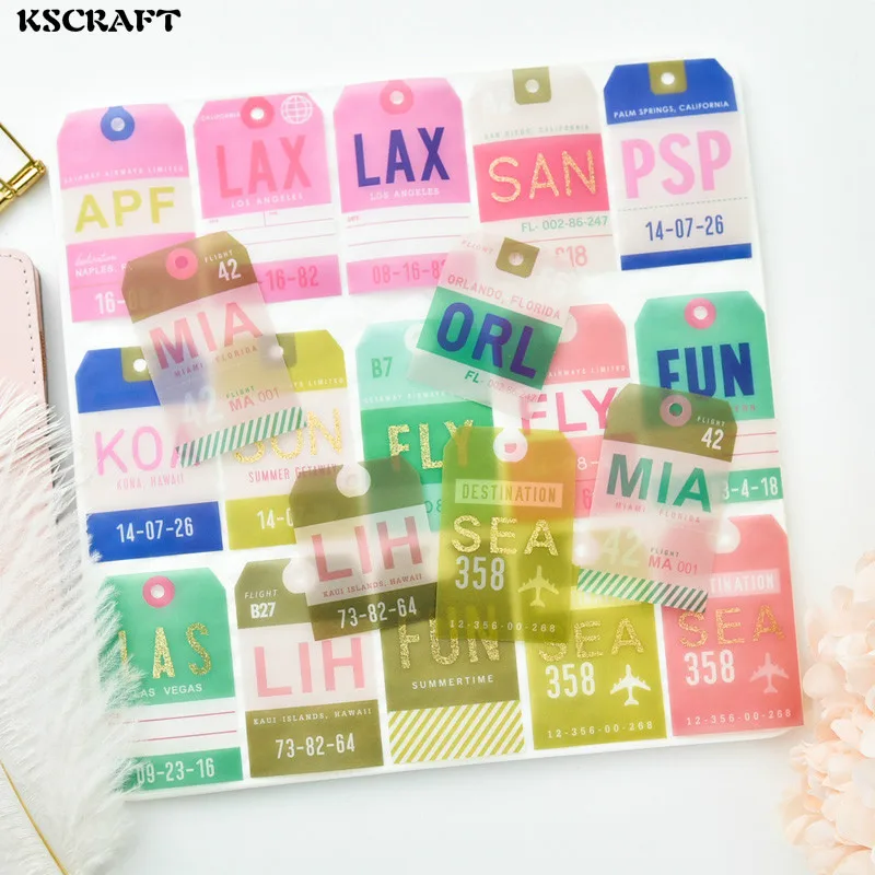 

KSCRAFT 20pcs Labels Colorful Vellum Paper Die Cuts for Scrapbooking Happy Planner/Card Making/Journaling Project