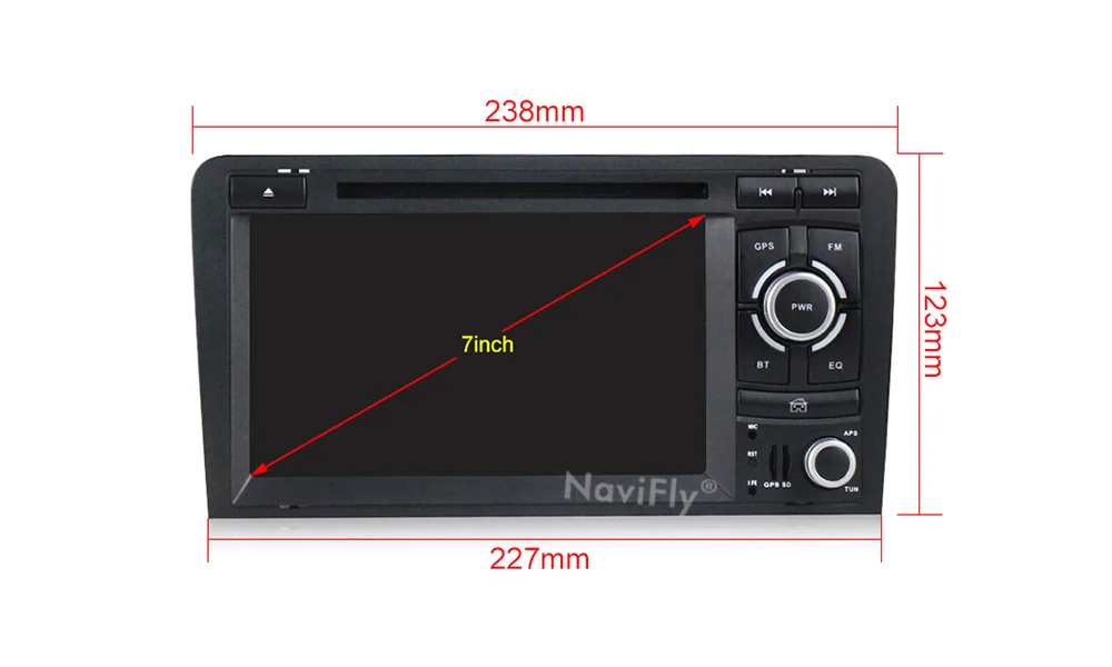 Sale Free shipping!7"2din android 9.1 Car multimedia Player Navigation GPS DVD for Audi A3 S3 RS3 2002-2012 with wifi BT RDS FM radio 5