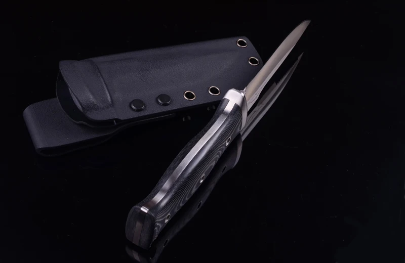 Y-START охотничий нож с фиксированным лезвием в виде рыбы-меча, AUS-8A, атласное лезвие, ручка в виде микарты, Kydex, оболочка для кемпинга, походов, уличных ножей