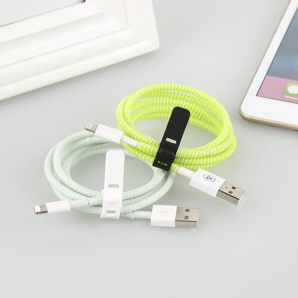1,4 м устройство для сматывания кабеля защитный чехол для линии передачи данных пружинный шнур шпагат для iPhone Android USB чехол Защита линии usb