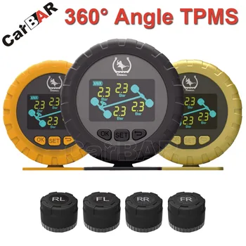 

360 Degree Angle Color Screen Display TPMS with External Sensor Support High Low Pressure Temperature Fast Leakage Alarm CARBAR