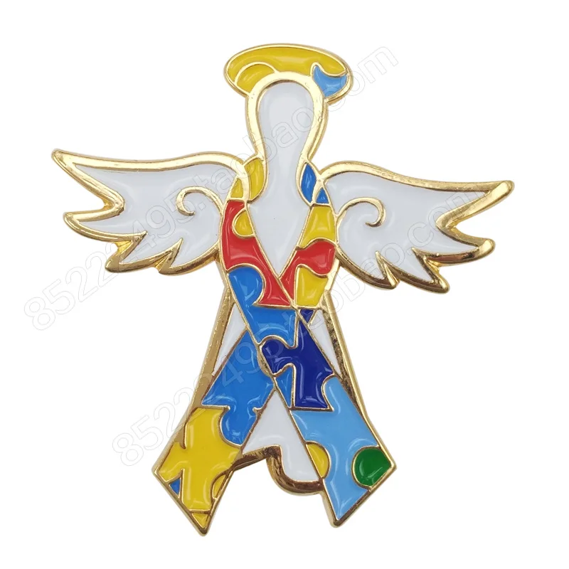 

Economic Enamel Autism Awareness Angel Jigsaw Puzzle Ribbon Lapel Pins