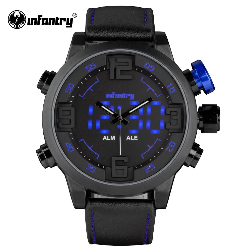 INFANTRY Mens Sports Wristwatch Blue LCD Digital Male Clock