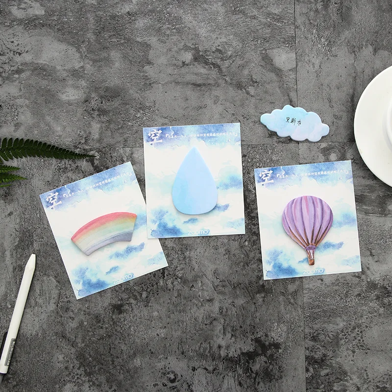 

36 pcs/lot Fire Balloon Rainbow Clod Self-Adhesive Memo Pad Sticky Notes Bookmark School Office Supply