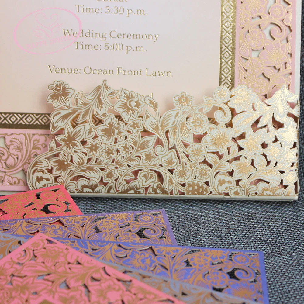 HI3025 - 06 Custom Luxury Wedding Invitation Cards in Laser Cut Design Made in China