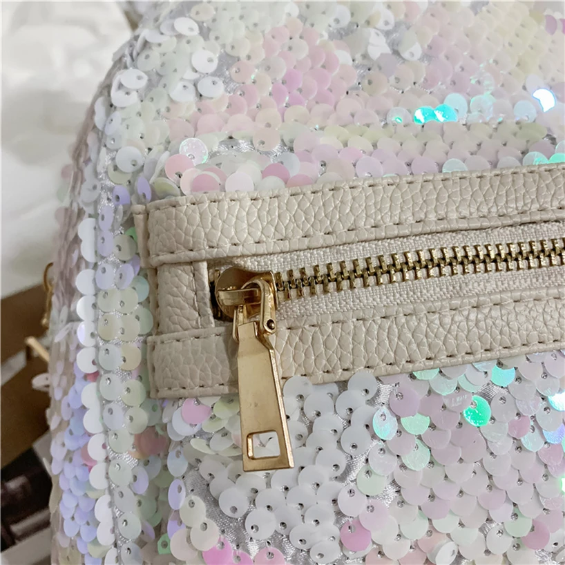 Aelicy 3 шт./компл. женские Модные блестящие Bling рюкзак с кроликом Sequins из искусственной кожи Мини Рюкзак Школьная Сумка