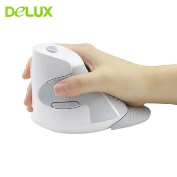 

Delux M618 Ergonomic Vertical Wireless Mouse Healthy Computer Gaming Mice 1600DPI USB Optical 5 Buttons White Mause For Laptop