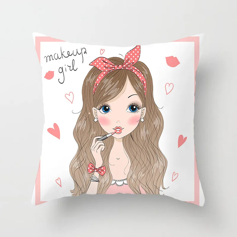 Cartoon Girls Printed Cute Dog Girl Cushion Cover 45*45 Polyester Hot Gifts For Girlfriend Throw Pillow Covers Couch Pillowcases Cartoon Girls Printed Cute Dog Girl Cushion Cover 45*45 Polyester Hot Gifts For Girlfriend Throw Pillow Covers Couch Pillowcases
