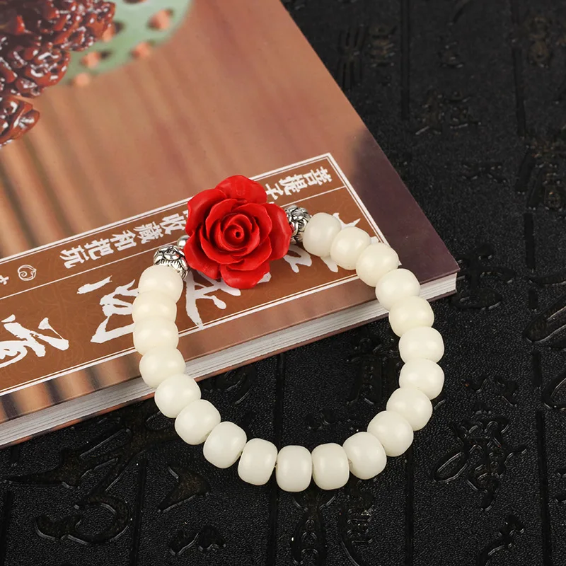 Zen White Bodhi украшенные бисером резные розы Cinnabar натуральная роспись из розового