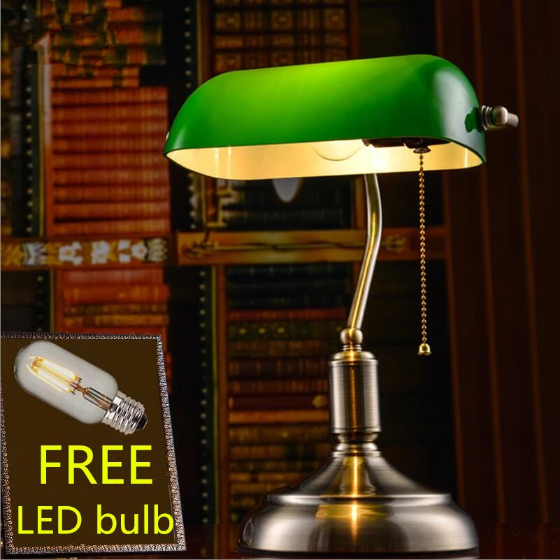 vintage green desk lamp