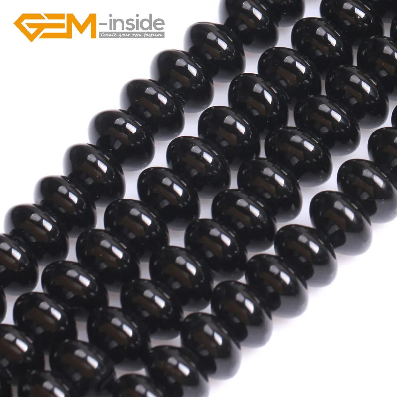 Натуральный черный оникс Агаты рондели разделительные бусины для изготовления ювелирных изделий Beads15 дюймов! GEM-inside