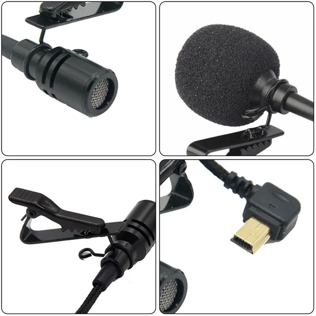 AIYIMA Professional External USB Microphone With Collar Clip For SJCAM SJ6 LEGEND SJ7 STAR SJ360 Studio Microphone For Computer
