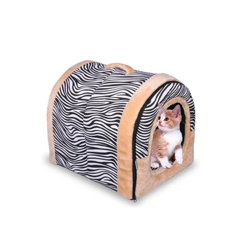 

3 Size Striped Dot Kennel Dual Use Soft Plush Dog Bed Dog Kennel Pet House For Puppy Dogs Cat Small Animals Mat Bed