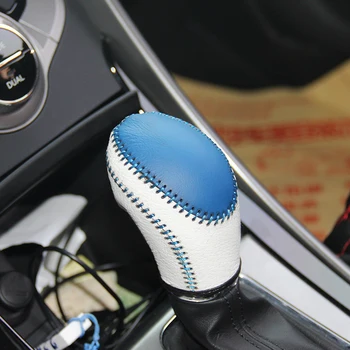 

Top Genuine leather gear stick shift knob cover For Hyundai Elantra AT Case ppc cpr pen case on the shift lever pen cpt car