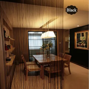 

Solid Color String Curtain Black White Green Classic Line Curtain Window Blind Valance Room Divider Door Decorative 300*300CM