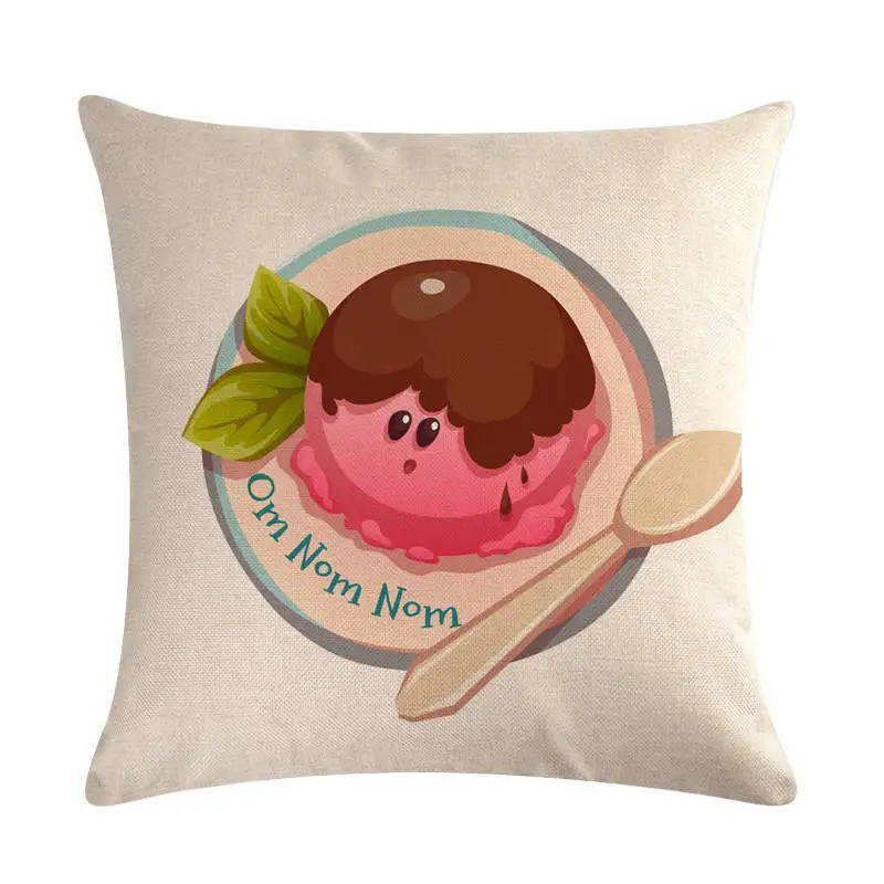 Ice Cream Print Cushion Cover Linen Colorful Pattern Home Decor Decorative Pillowcase for Sofa Couch Bedroom Summer Fresh Style Ice Cream Print Cushion Cover Linen Colorful Pattern Home Decor Decorative Pillowcase for Sofa Couch Bedroom Summer Fresh Style