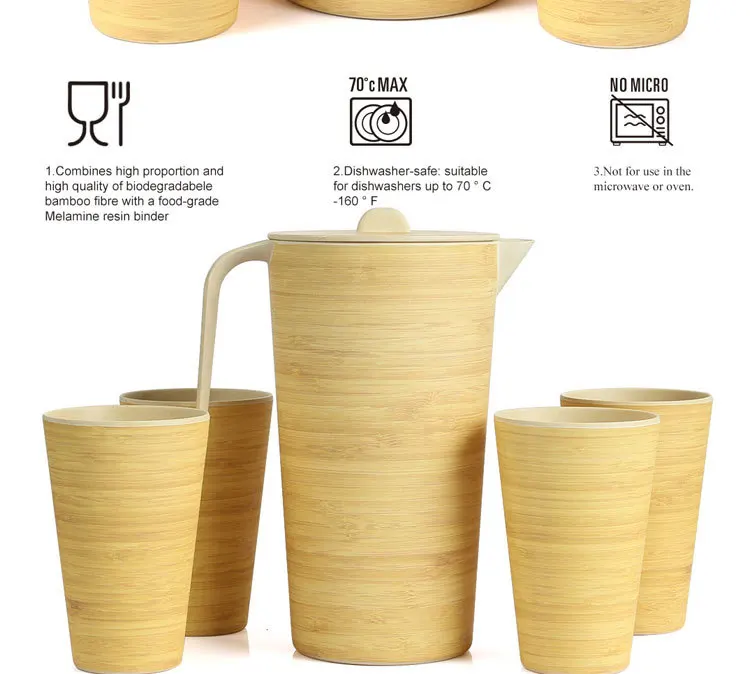 2600 мл чайник для воды из бамбукового волокна экологичный кувшин для воды термостойкий контейнер для соков с крышкой фильтр холодная посуда для напитков