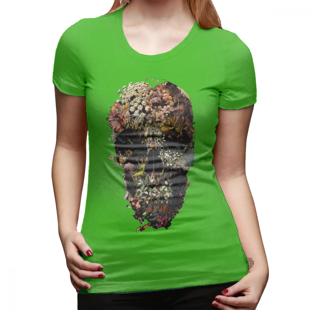 Футболка с черепом Smyrna, футболка с черепом, повседневная женская футболка с принтом, хлопковая забавная Красная футболка с круглым вырезом, XXL, женская футболка с коротким рукавом - Цвет: Зеленый