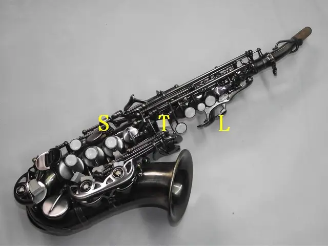 Best price at $475 Cheap Aantique Soprano Saxophone Curved bronzy brass body and keys