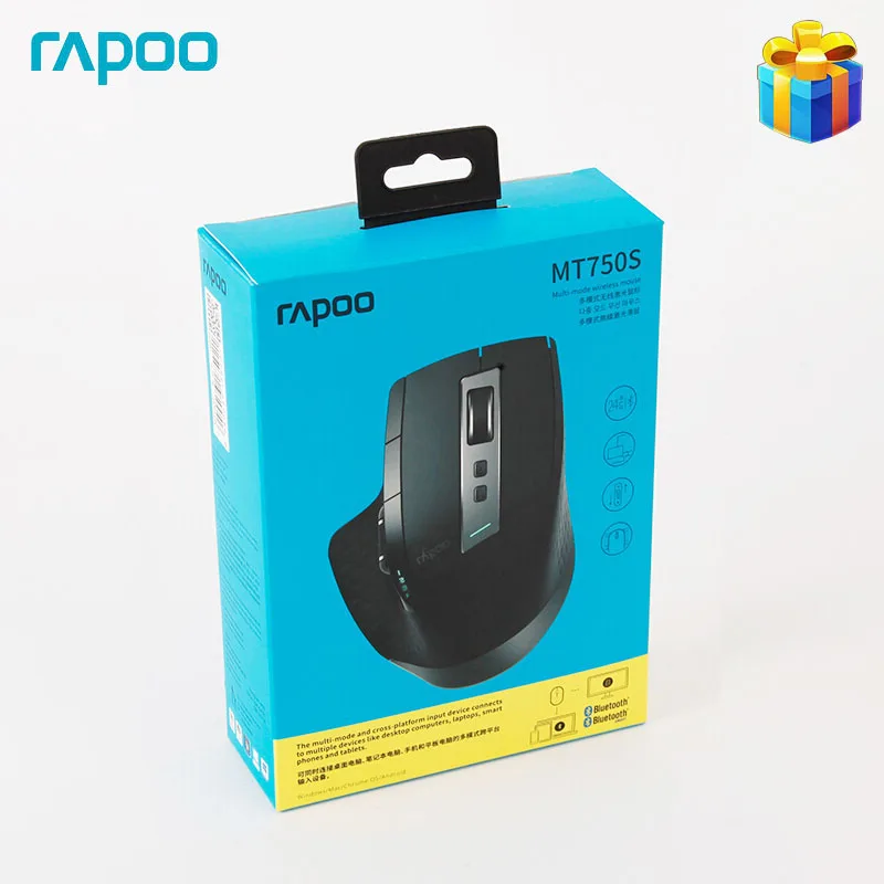 

Rapoo MT750S Original Wireless Mouse Rechargeable Multi-Mode Bluetooth Mouse Gaming Mouse for Business Office