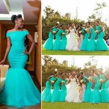 Дешевое бирюзовое платье для подружки неветы, длинное платье русалки, Vestido Madrinha, платье подружки невесты, кружевное платье подружки невесты в африканском стиле