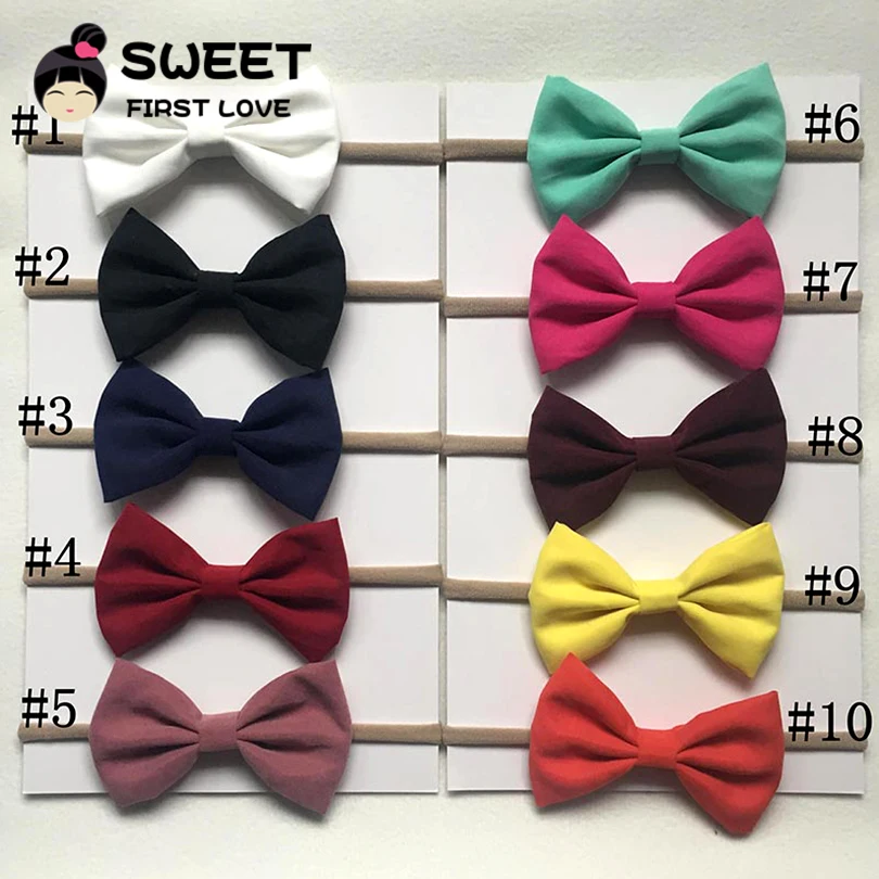 

5pcs/lot 18color Cute Kids Handmade Bow beautiful Headbands With Elastic Nylon Hair Bands For girls children Hair Accessories