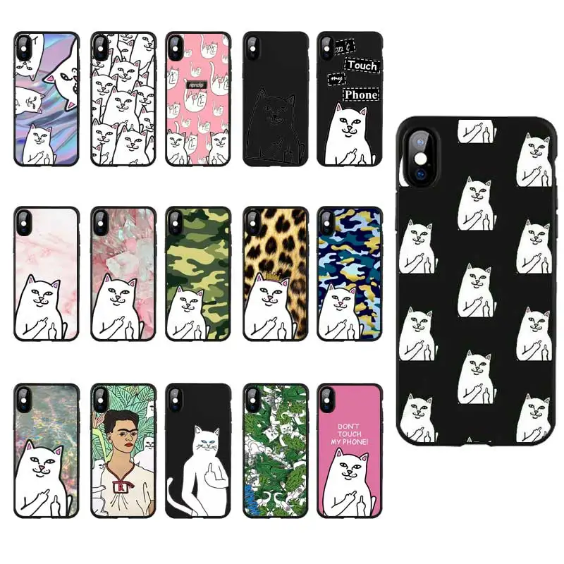 M080 Cut Finger Cat Black Silicone Case Cover For Apple iPhone 11 Pro XR XS Max X 8 7 6 6S Plus 5 5S 5G SE |