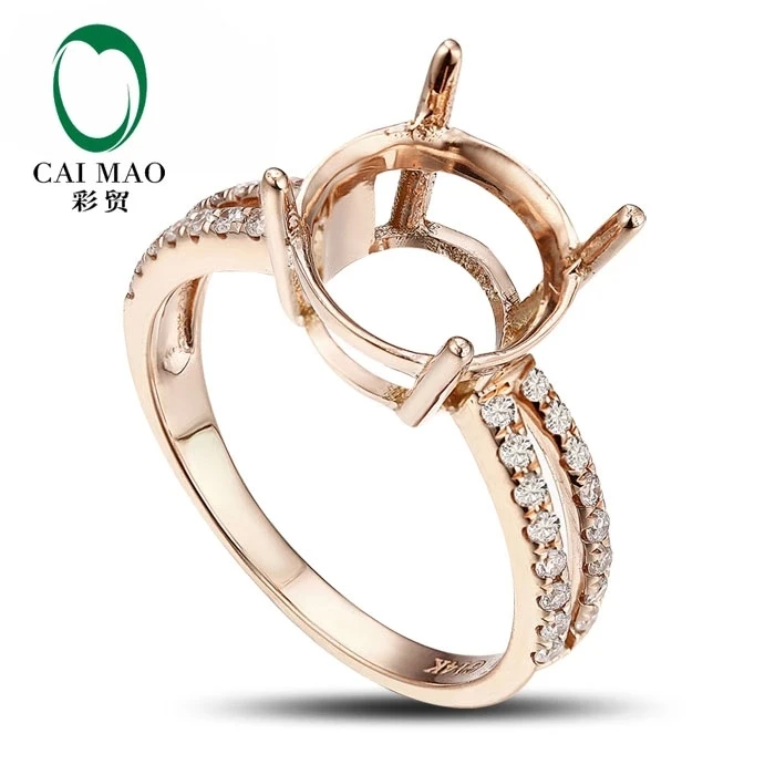 CaiMao круглое кольцо с полукреплением настройки& 0,32 ct АЛМАЗ 14k желтое золото обручальное кольцо с драгоценными камнями ювелирные изделия