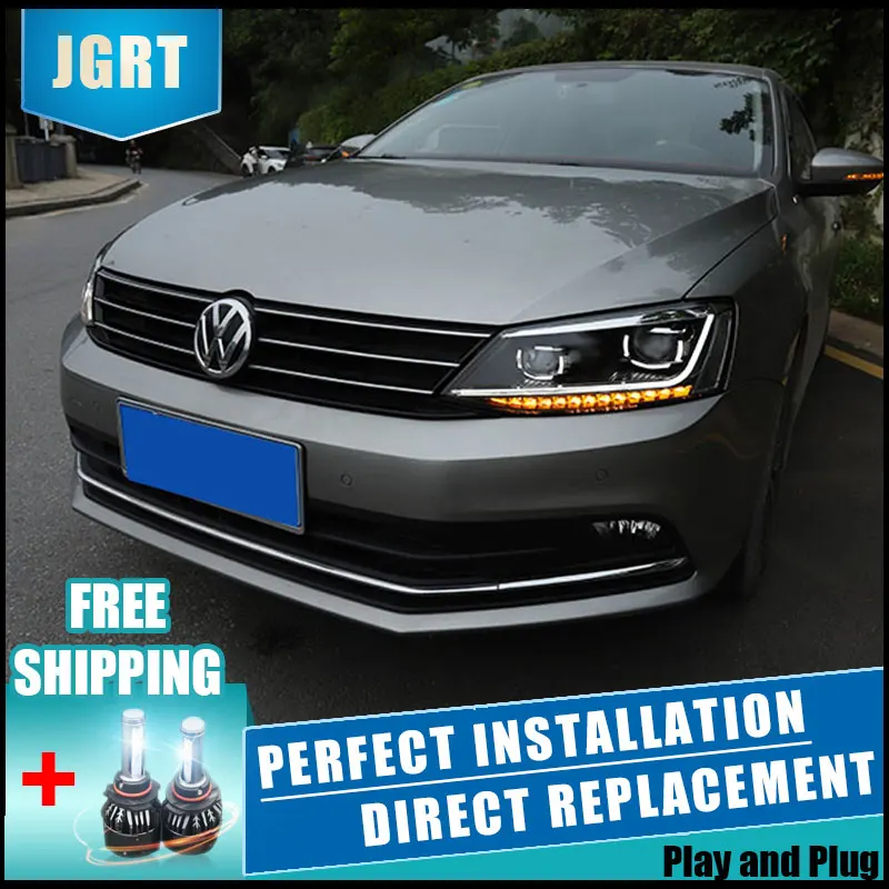  2PCS LED Headlights For Volkswagen jetta 11-18 Car Led Lights Double Xenon Lens Car Accessories Day - 32985664784