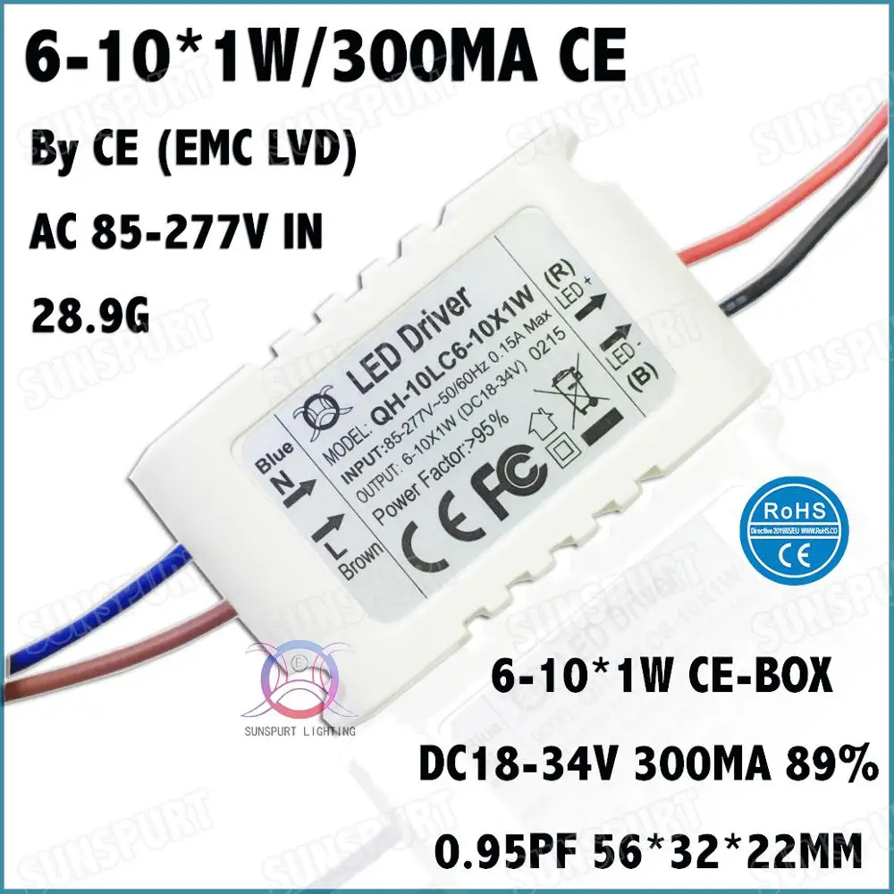 5-20 штук TUV-CE EMC LVD PFC внешний 36 Вт AC85-277V светодиодный драйвер 1-36Cx1W 300mA DC2-120V светодиодный светильник постоянного тока