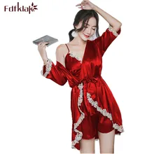 Сезон: весна–лето халат сексуальные халаты для Для женщин v-образным вырезом ночная рубашка Банное Бельё для мужчин платье халат цвет красного вина ночная рубашка халат набор xxl Q257