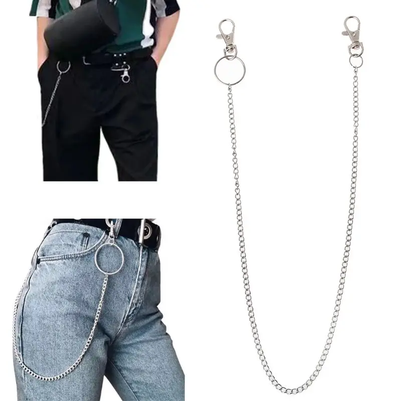 

Long Metal Wallet Chain Leash Pant Jean Keychain Ring Clip Men's Hip Hop Jewelry