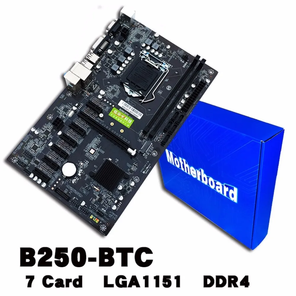 

B250 BTC 6PCI-E Desktop Computer Motherboard With 7 Card Board PCIE 1X to 16x PCI-E Slots Mainboard Support GTX1050TI 1060TI