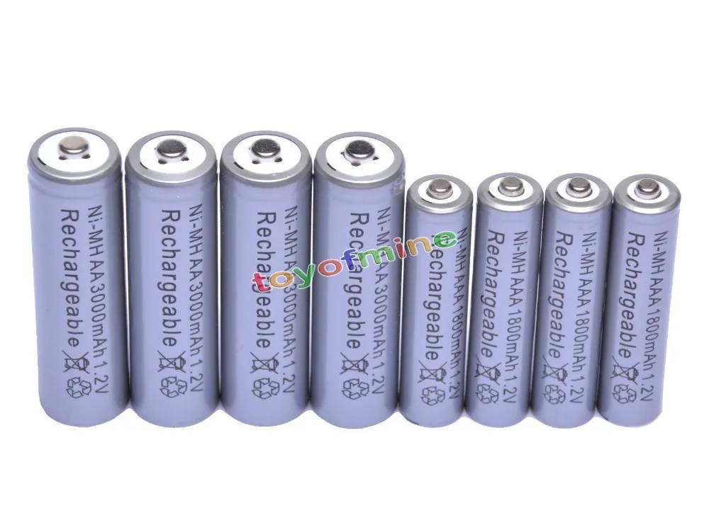 4x AA + AAA 1 2 V 1800mAh 3000mAh NiMH серый аккумулятор | Электроника