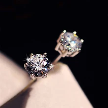 Сердца и стрелы cut Одежда высшего качества 6 блестящие серьги-гвоздики 2 карат CZ Кристалл один камень серьги Мода Блестящий для женщин ювелирные изделия