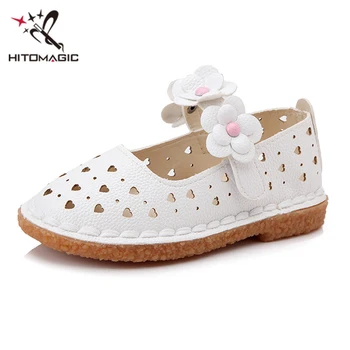 

HITOMAGIC Girls Leather Shoes Summer Children Brand Kids Shoes For Girl Princess Big Size 3 Pink Wedding Flower Footwear Toddler
