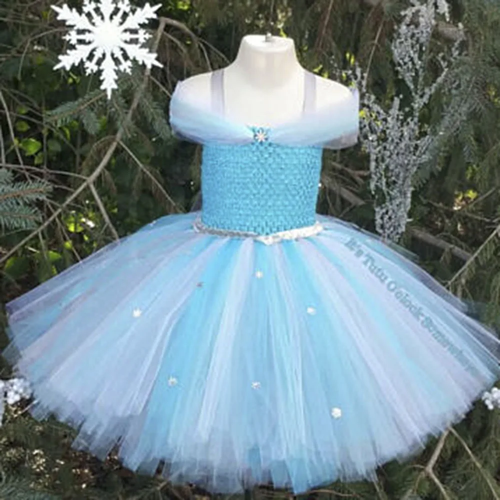 

Girls Princess Elsa Tutu Dress Kids Christmas Snowflake Birthday Carnival Winter Costume Kids Evening Party Dance Tutu Dress