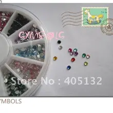 Nrr05 3D 2 мм 250 шт. 12 Цветов в колеса раунда с грани Дизайн ногтей Rhinestone Ресин/акрил горный хрусталь