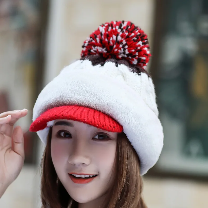 Новая зимняя Женская шерстяная вязаная Балаклава, шапка, маска ниндзя, теплый плюшевый Карманный головной убор, теплая шапка для девочек