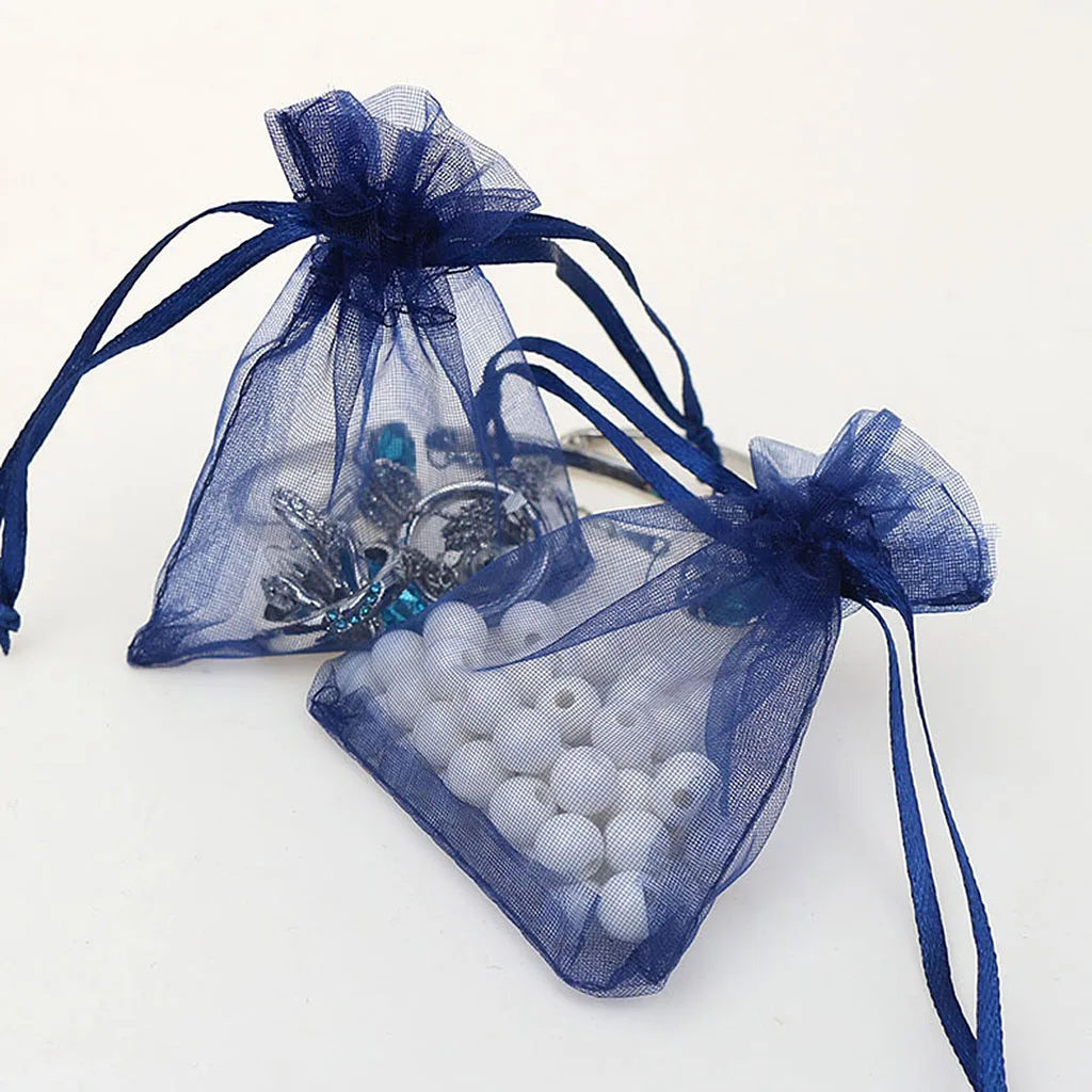 Travel Cosmetic Makeup Jewelry Earrings Beads Candy Storage Holder Pouch Gift Bags Pack of 100PCS Navy Blue