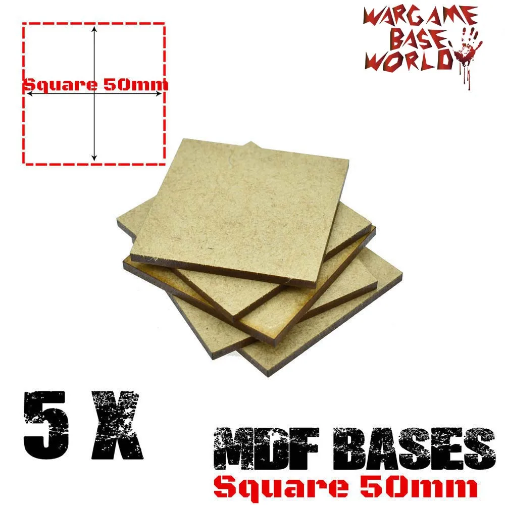 

5 x MDF Bases - 50mm Square bases- Basing Laser Cut Wargames wood