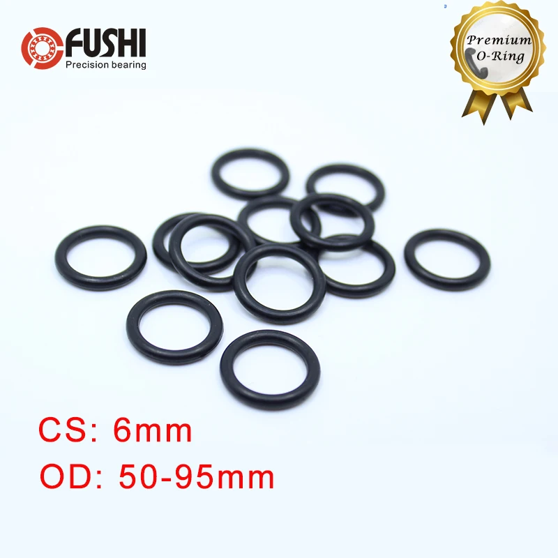 

CS6mm NBR Rubber O RING OD 50/55/60/65/70/75/80/85/90/95*6 mm 50PCS O-Ring Nitrile Gasket seal Thickness 6mm ORing