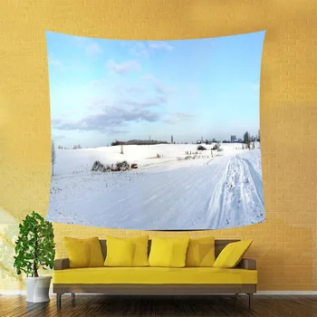 

HD Landscape Printed Snow Falling Blue Sky Sunflower Alpaca Wall Carpet Polyester Tapestries Home Style Features Decorative